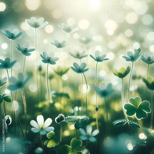 Wallpaper Mural four leaf clover.Generative AI Torontodigital.ca