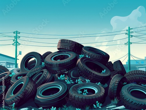  Tire shop, auto service and car wheel tyre store. photo