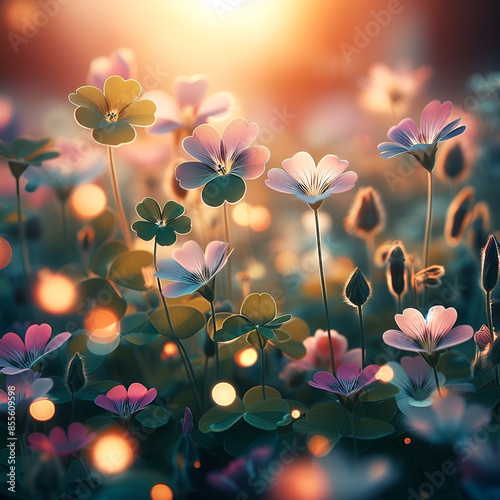 Wallpaper Mural four leaf clover.Generative AI Torontodigital.ca