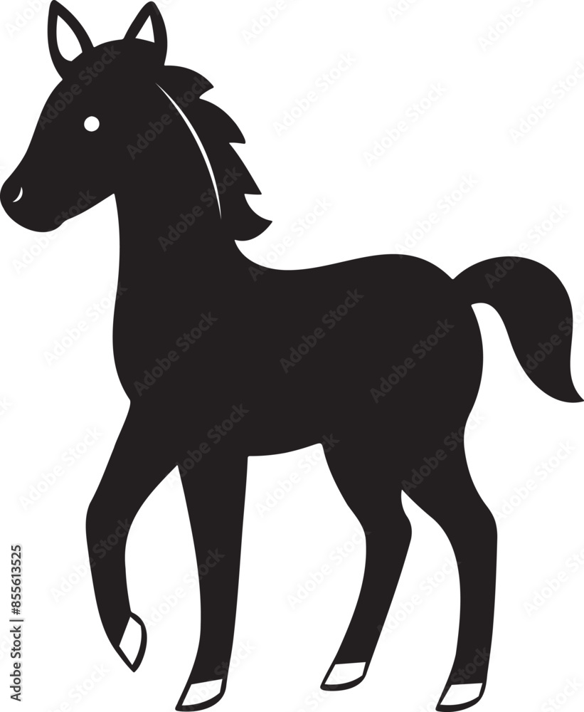 Fototapeta premium baby horse silhouette isolated on white background