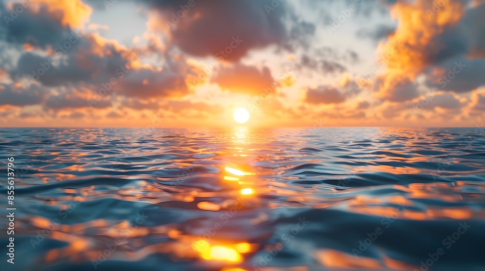 Serene Sunrise Over Calm Ocean Golden Light Reflecting Symbol of New Beginnings Serene Sunrise Over Calm Ocean Golden Light Reflecting Symbol of New Beginnings