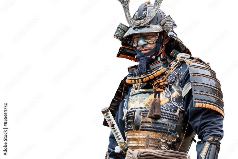 Historical Japanese samurai in traditional armor with intricate details and ornate helmet, embodying rich cultural heritage and ancient warrior spirit. Historical Japanese samurai in traditional armor with intricate details and ornate helmet, embodying rich cultural heritage and ancient warrior spirit.