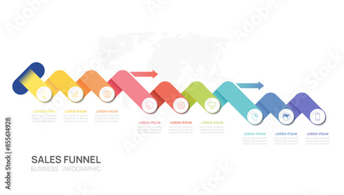 Timeline business infographic, presentation business infographic timeline with 9 steps. vector illustration.