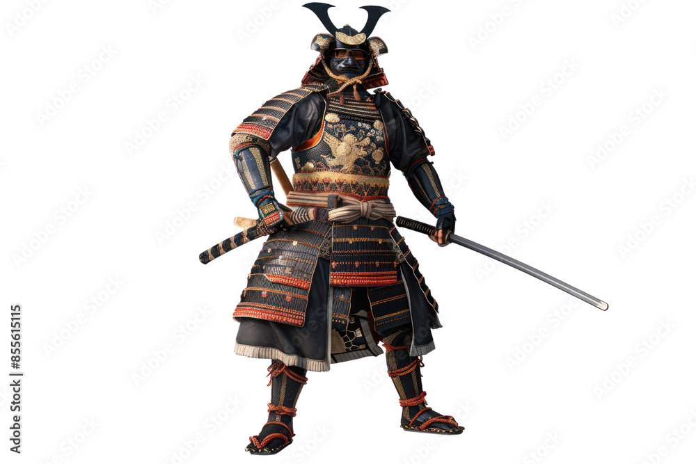 Traditional Japanese samurai in full armor holding a katana sword, representing historical warrior culture and martial arts. Traditional Japanese samurai in full armor holding a katana sword, representing historical warrior culture and martial arts.