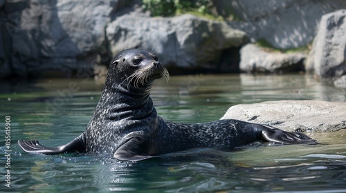 Lobo Marino sunbathing and playing around, león marino, lobos photo