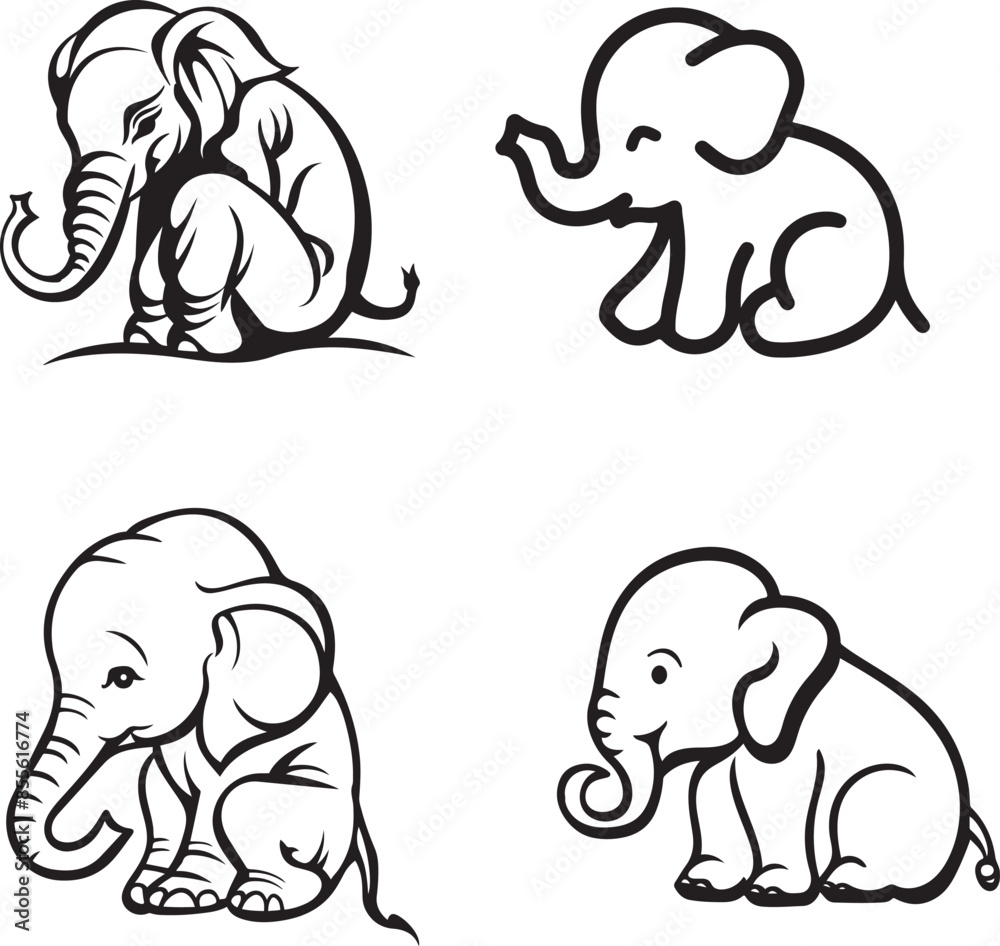 Obraz premium set of baby elephants