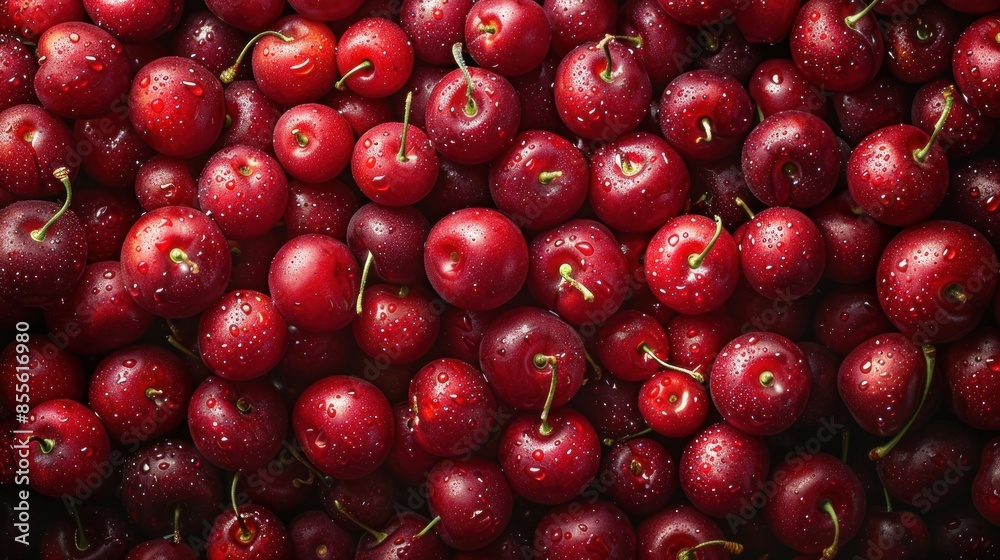 Fresh Red Cherries Close Up Fresh Red Cherries Close Up