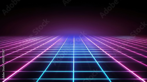 Neon Grid Background with Glowing Lines