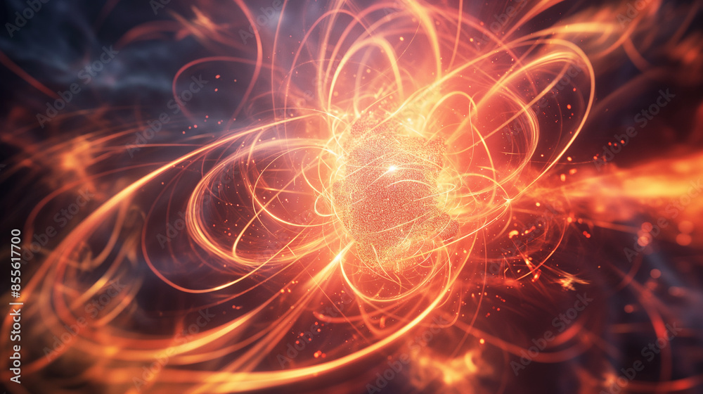 Fototapeta premium A dynamic abstract image featuring a swirling motion of fiery particles and lights