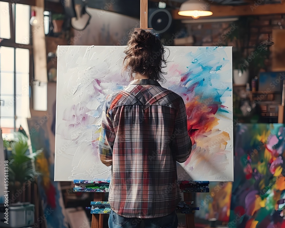 Young Embracing the Energy of New Beginnings in Vibrant Studio Space Young Embracing the Energy of New Beginnings in Vibrant Studio Space