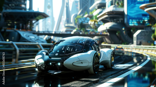 illustration car and dashboard of futuristic