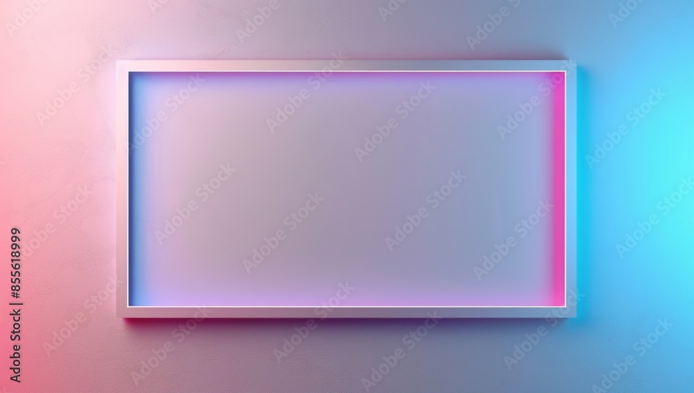 A simple white rectangular border with neon blue and pink gradient edges A simple white rectangular border with neon blue and pink gradient edges