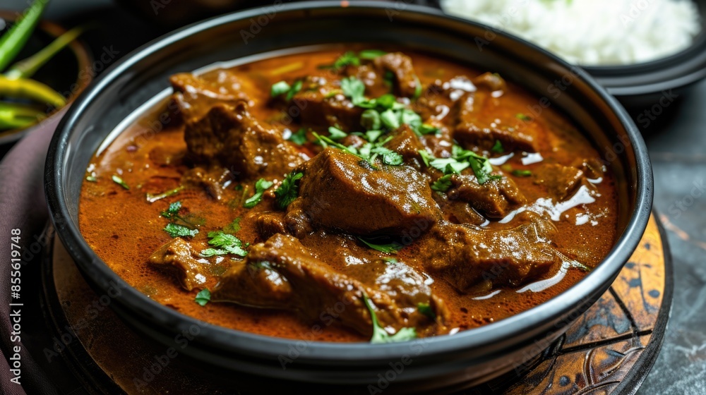 A close-up shot of a bowl of food on a table, perfect for use in recipes or product photography