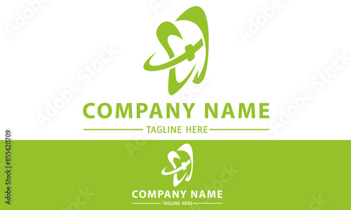 Green Color Abstract Brace Tooth Dental Clinic Logo Dental