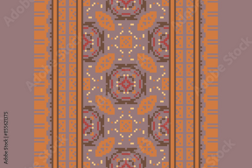 Geometric ethnic oriental seamless pattern traditional Design for background, carpet, wallpaper, clothing, wrapping, Batik, fabric, vector, illustration, boho embroidery style.
