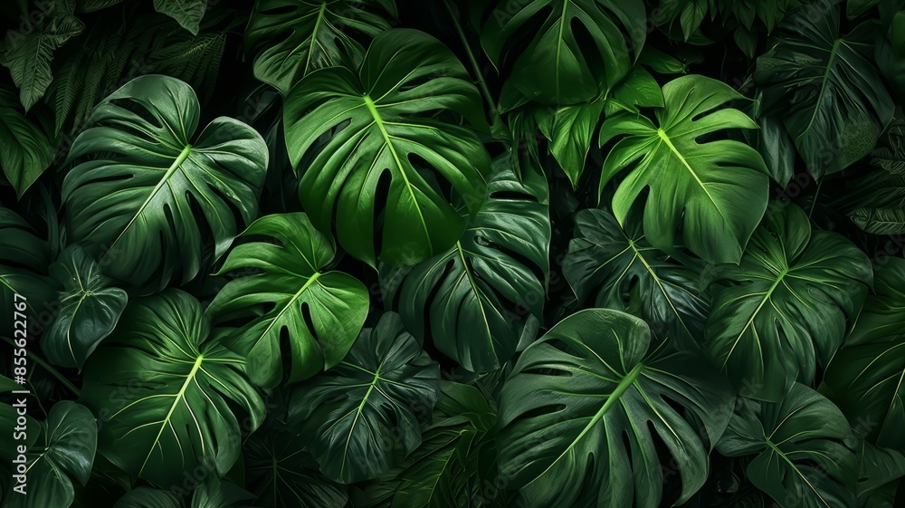 Green leaves of Monstera philodendron plant growing in wild, the tropical forest plant, evergreen vines green color. Green leaves of Monstera philodendron plant growing in wild, the tropical forest plant, evergreen vines green color.