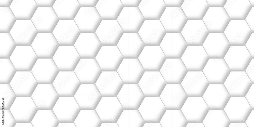 Vector White Hexagonal Background. Luxury White Pattern. Vector Illustration. 3D Futuristic abstract honeycomb mosaic white background. geometric mesh cell texture. modern futuristic wallpaper.
Vector White Hexagonal Background. Luxury White Pattern. Vector Illustration. 3D Futuristic abstract honeycomb mosaic white background. geometric mesh cell texture. modern futuristic wallpaper.