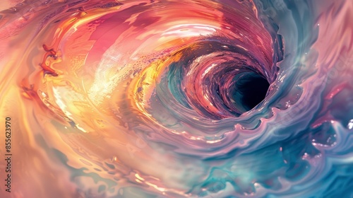 Vibrant depiction of a swirling vortex of liquid, captured in an artistic form. photo