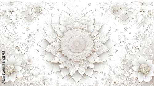 Mandala Design. Intricate floral mandala pattern with symmetrical flower designs. Zen and symmetrical style. photo