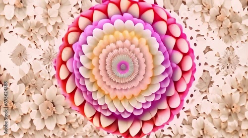 Floral Mandalas Animation. Symmetrical Flower Designs Blending Art and Nature. Animated Dynamic Pattern Video. photo