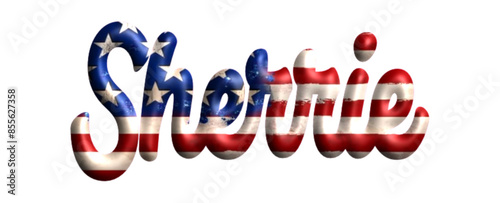 sherrie  - Bandiera degli Stati Uniti - nome proprio - scrittura tubolare effetto tridimensionale - Grafica vettoriale - Parola auguri, banner, biglietti, stampe, cricut, silhouette, sublimazione	