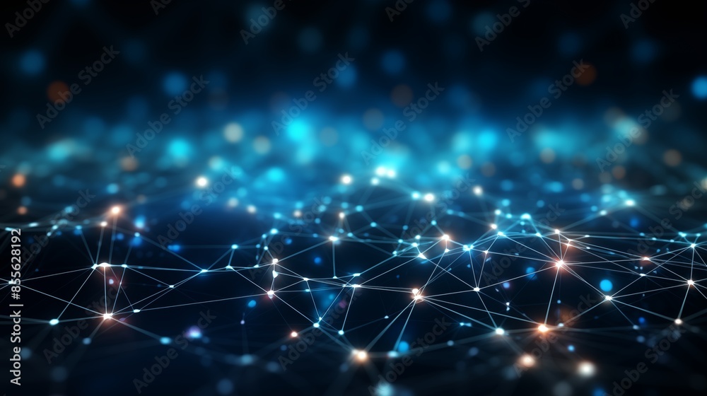Glowing Network Nodes and Connections Representing Data Transmission. Glowing Network Nodes and Connections Representing Data Transmission.