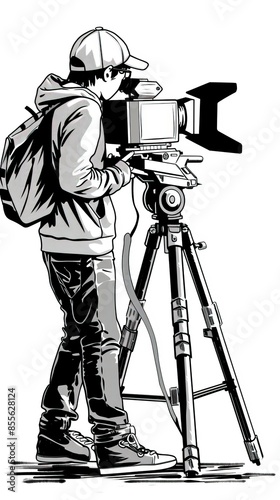 Film Crew Clapperboard Cameraman Soundman Drawing, pic of slenderman photo