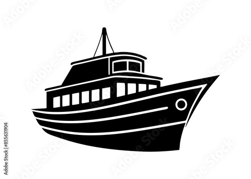 Classic Nautical Vintage Boat - High Quality Black and White Vector Silhouette