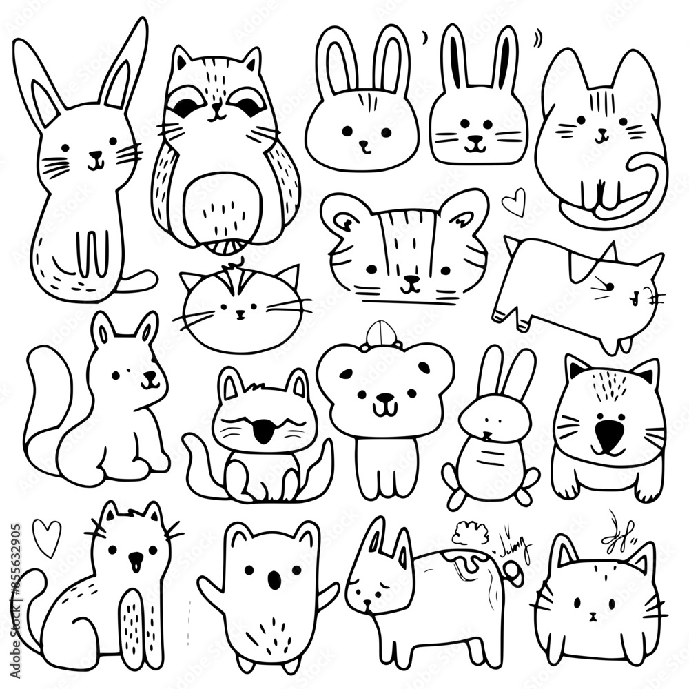 cute animal svg, farm animal svg, Animal clipart, Animal Svg, Doodle