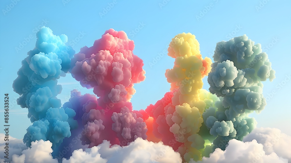 Rainbow-Hued Clouds Forming an Abstract Letter I in a Clear Sky Rainbow-Hued Clouds Forming an Abstract Letter I in a Clear Sky