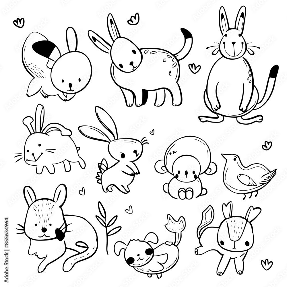 cute animal svg, farm animal svg, Animal clipart, Animal Svg, Doodle