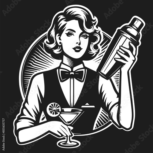 bartender mixing cocktails for logo design