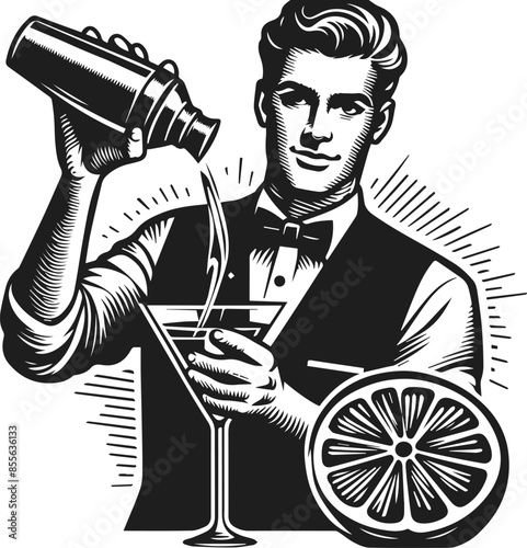 bartender mixing cocktails for logo design