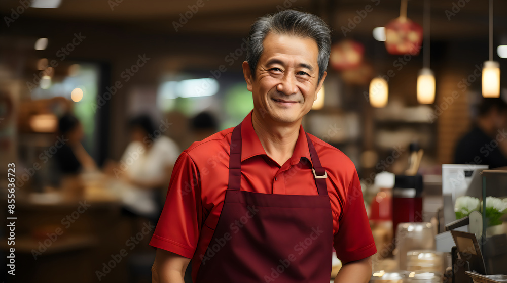 Fototapeta premium Exceptional Coffee Served by Our Happy Waiter
