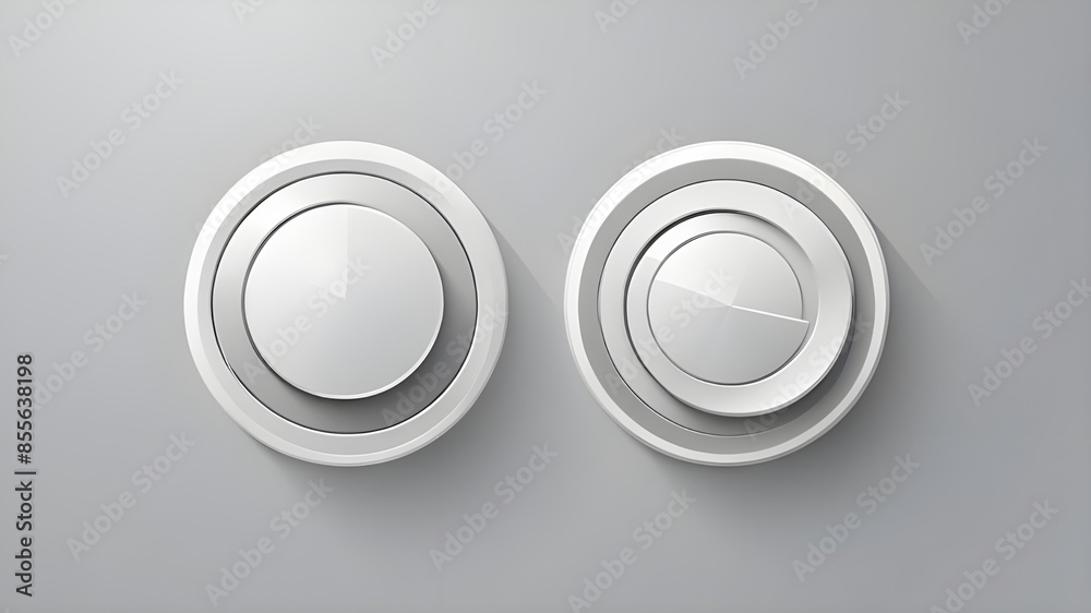 Circle buttons white and gray, 3D navigation panel for website, editable vector illustration. Circle buttons white and gray, 3D navigation panel for website, editable vector illustration.
