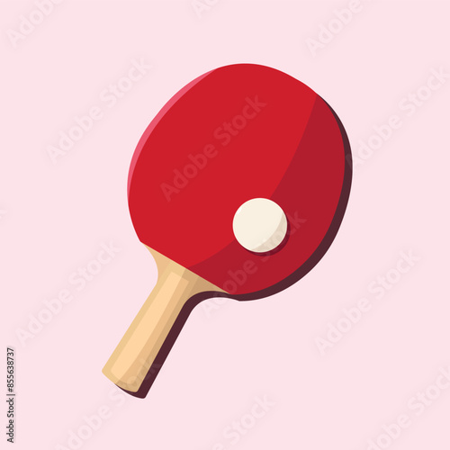 Table tennis racket and ball icon in flat style. Sports equipment vector illustration.