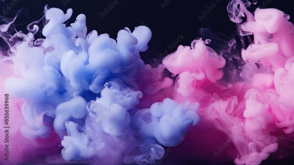 Abstract Swirling Blue and Pink Ink in Water Abstract Swirling Blue and Pink Ink in Water