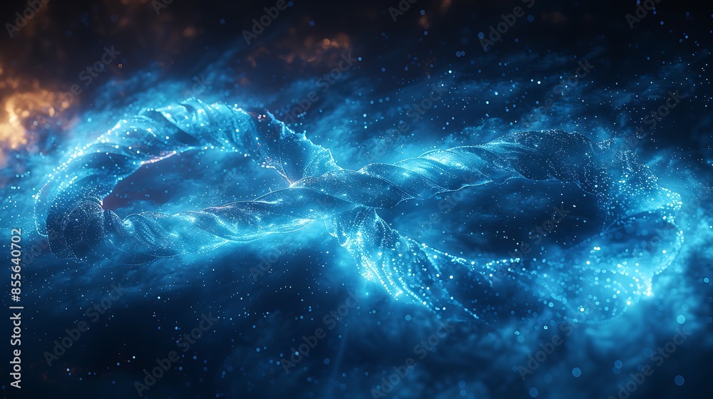 An abstract design of infinity symbols looping over a cosmic starfield, suggesting endless space. The glowing symbols blend seamlessly into the starry background