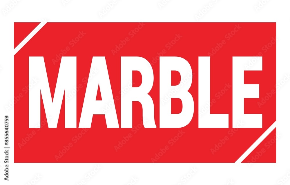 MARBLE text written on red stamp sign. MARBLE text written on red stamp sign.