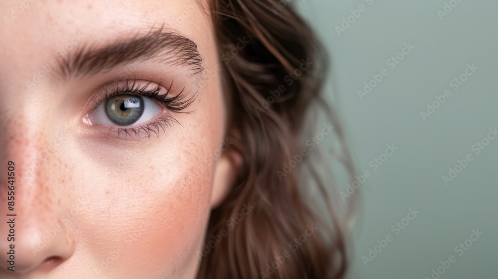Close-up of a Woman's Eye and Freckled Skin Close-up of a Woman's Eye and Freckled Skin