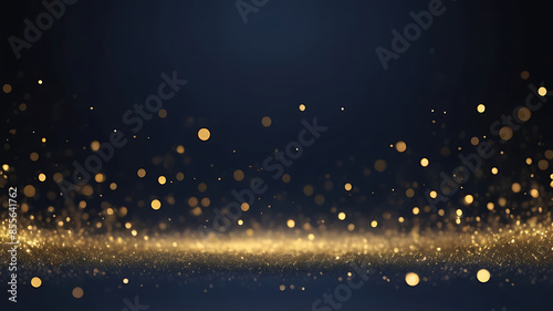 abstract background with Dark blue and gold particle. Christmas Golden light bokeh on navy blue background. black bokeh background black texture dark Gold foil texture. Holiday concept. ai © Al Amin