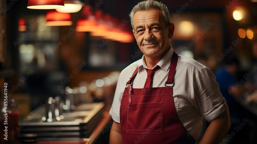 Fototapeta premium Meet Our Friendly Waiter at the Best Coffee Shop in Town