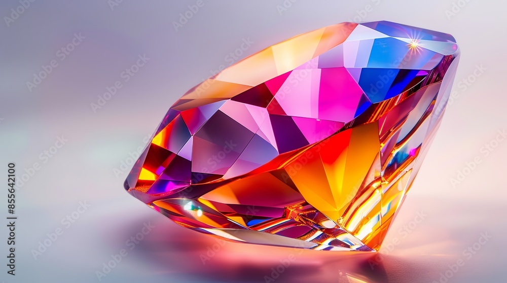 Close-up of a vibrant, multi-colored gemstone with intricate facets, showcasing breathtaking light reflections on a soft gradient background. Close-up of a vibrant, multi-colored gemstone with intricate facets, showcasing breathtaking light reflections on a soft gradient background.
