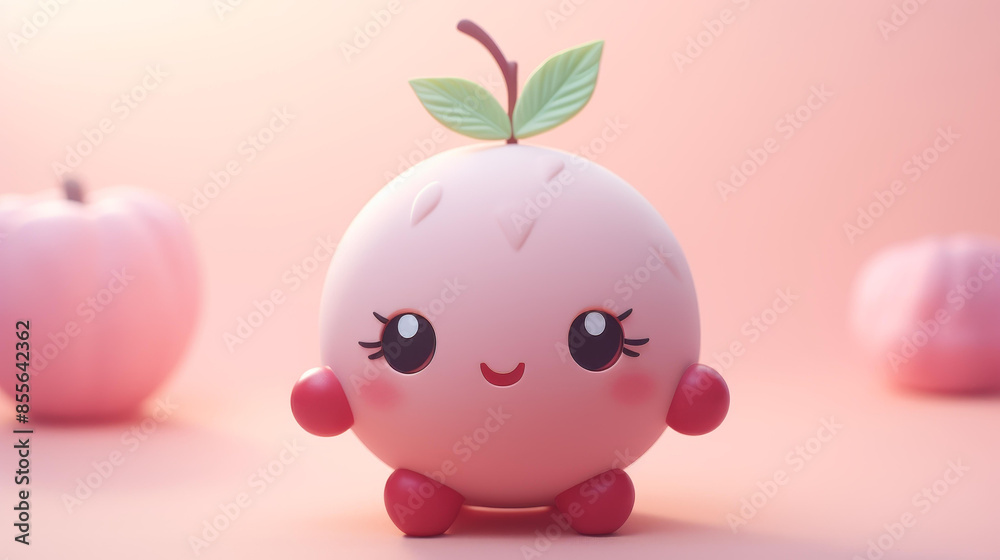 Cute clay cherry icon created in Blender with kawaii style. Cute clay cherry icon created in Blender with kawaii style.