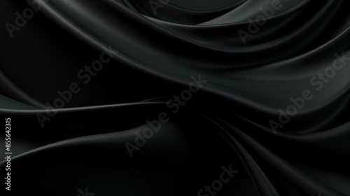 Fototapeta Naklejka Na Ścianę i Meble -  Elegant black textures wallpaper with abstract k background, silk waves pattern. Modern clean design for a minimal backdrop.