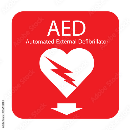 AED,automated external defibrillator aed sign with heart
