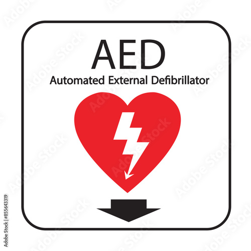 AED,automated external defibrillator aed sign with heart