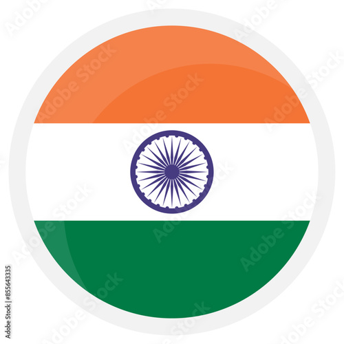 India round flag icon on transparent background. Vector image