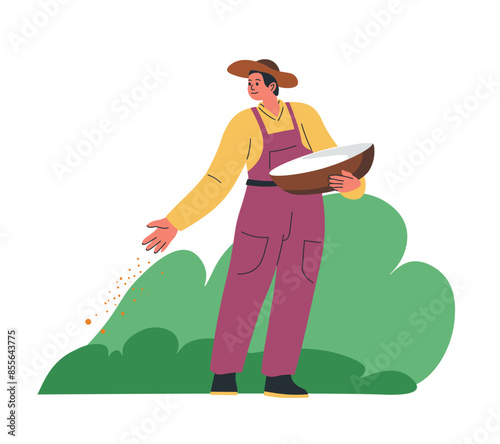 Farmer Sowing Seeds Illustration vector