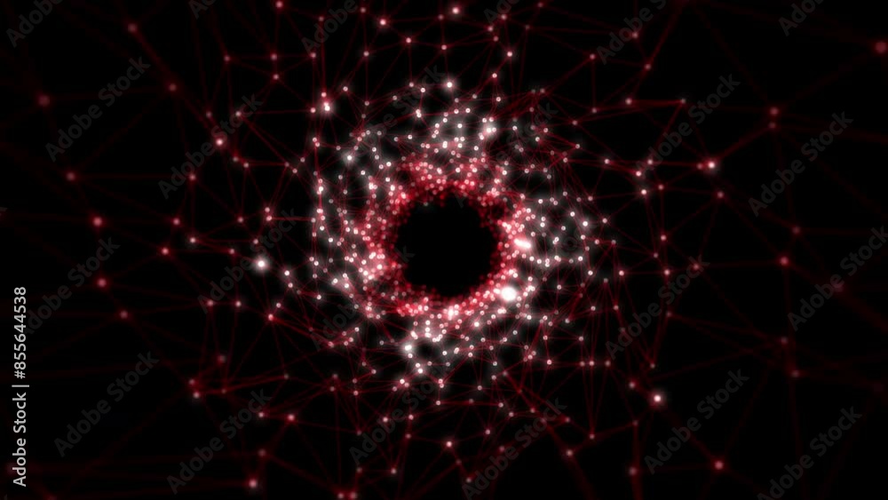 Red Abstract Line Networks Dynamic abstract network visualization with red and white connecting ...
